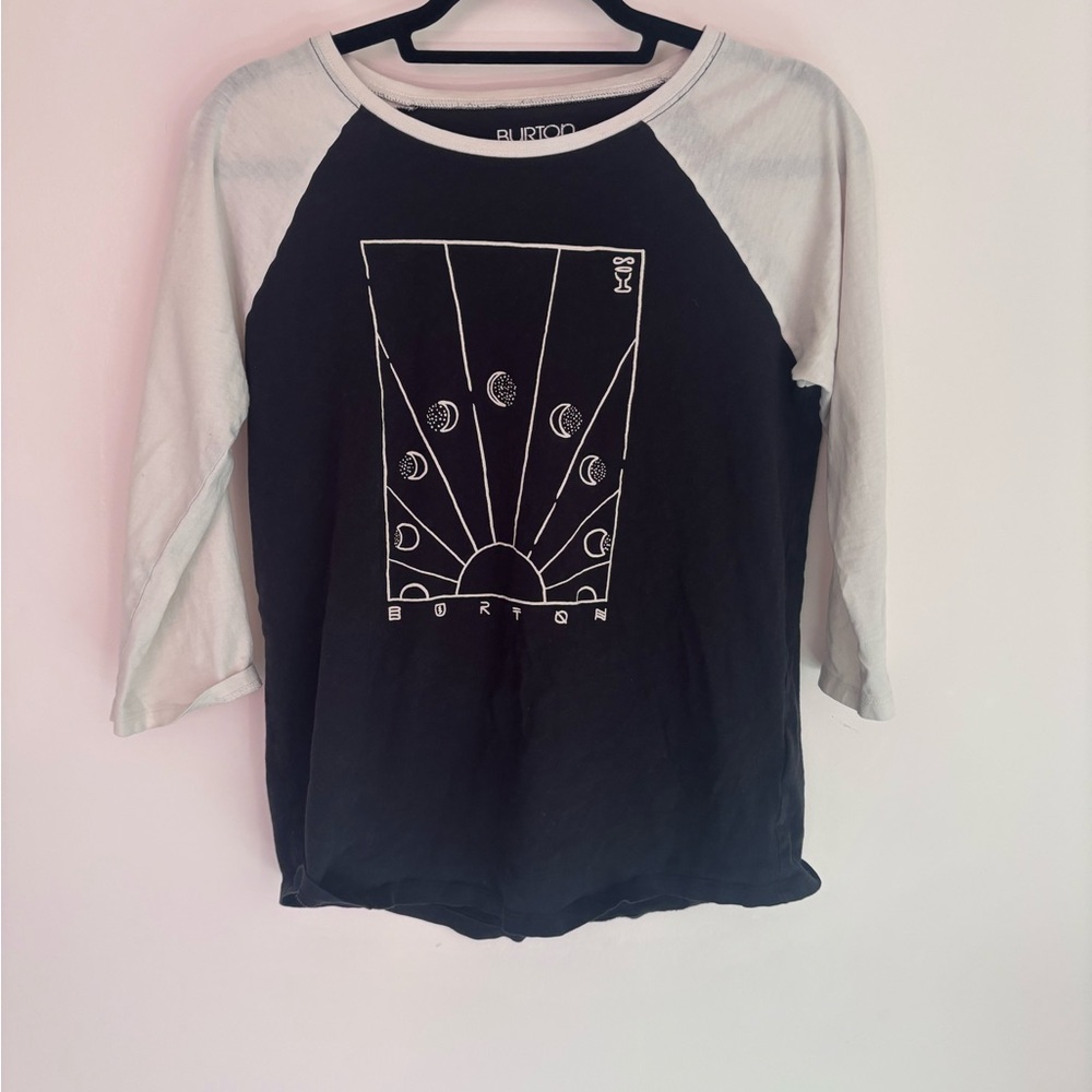 Burton Black and White Raglan Moon Phase Graphic Tee